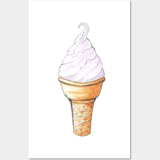 ice cream in a waffle cone Posters and Art